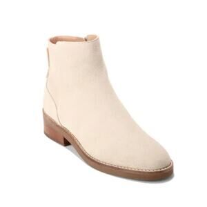 Cole Haan Ramona Waterproof Ankle Bootie 10 Beige NWOT Suede Boots Academia Prep